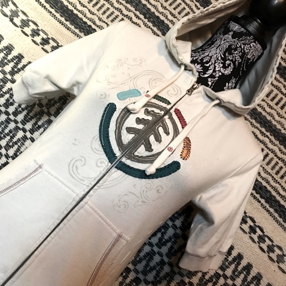 Vintage 1990’s Element Short Sleeve Zip Up Hoodie Sweatshirt w/ appliqué S - M - Picture 5 of 13